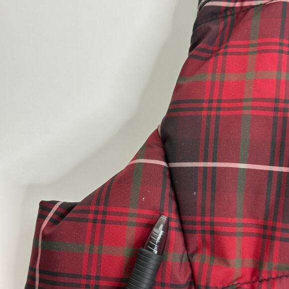 Eddie Bauer Red Tartan Plaid Premium Goose Down Puffer Vest Jacket Zip Womens XS - Picture 10 of 12